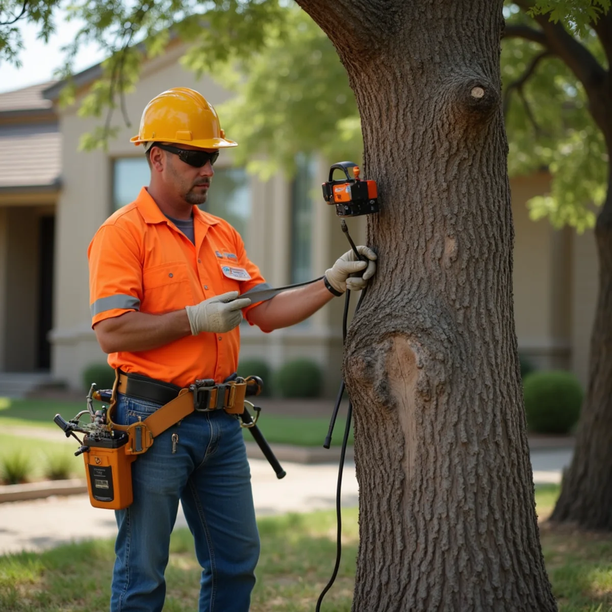Arborist evaluating tree condition for Tree Trimming Prices in San Antonio: What Drives the Quote