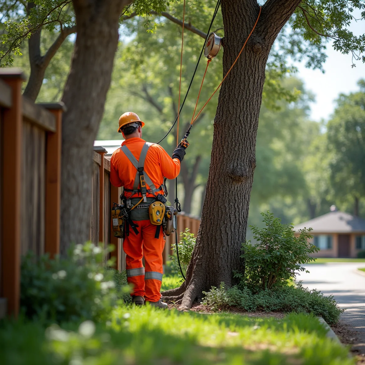 Specialized rope rigging and lowering system for Commercial & HOA Tree Service