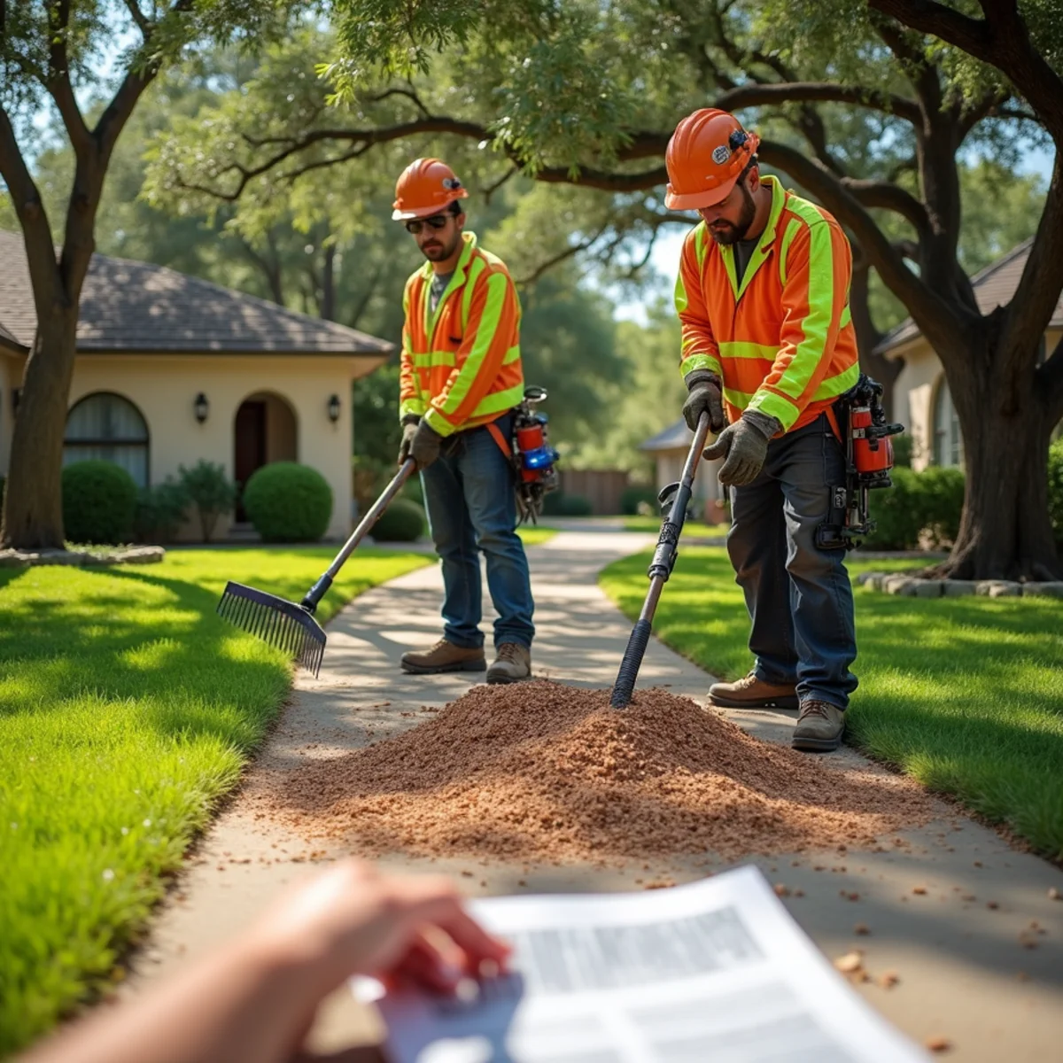 Complete lawn raking and debris haul-off following Commercial & HOA Tree Service