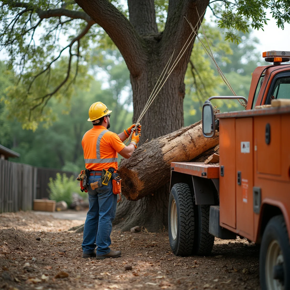 Controlled tree removal near residential home in Alamo Heights