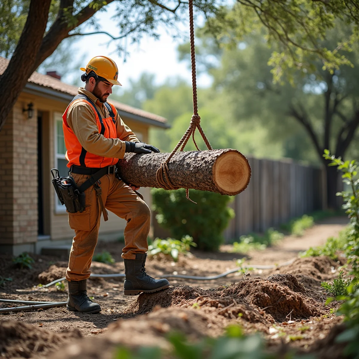 Controlled tree removal near residential home in Bexar County