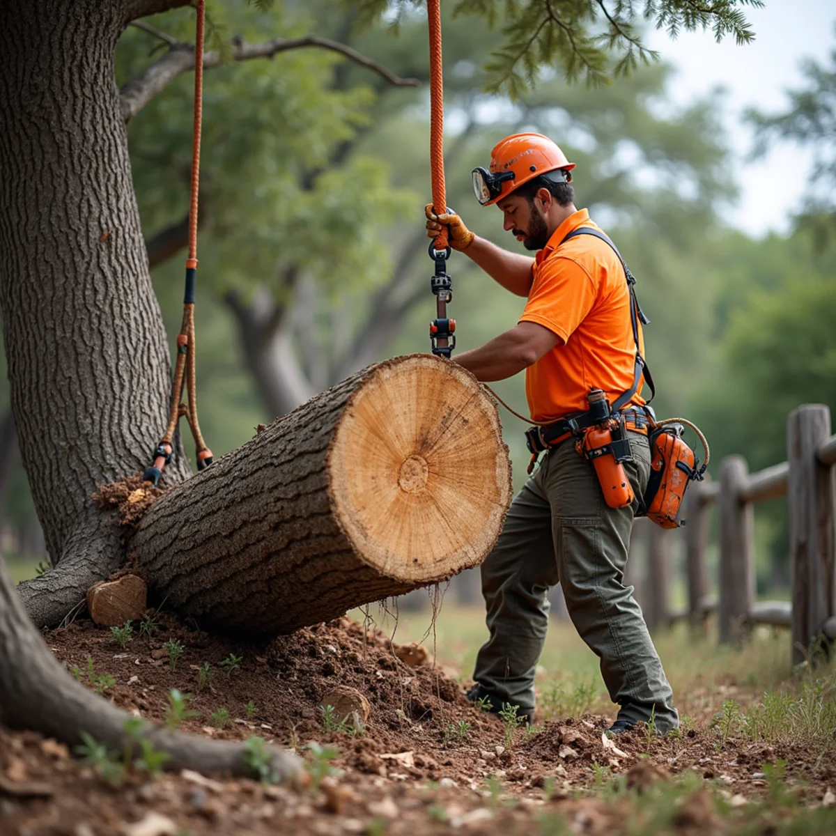 Controlled tree removal near residential home in Bulverde