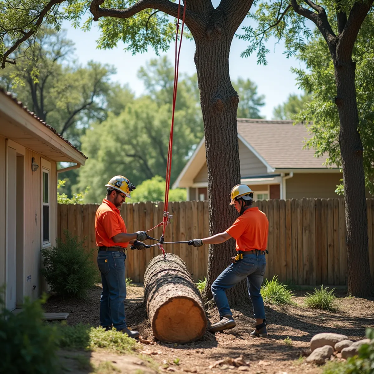 Controlled tree removal near residential home in Comal County