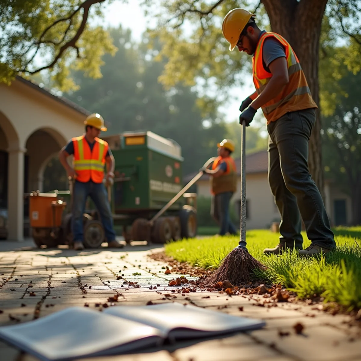 Comprehensive lawn raking, fine twig collection, and debris haul-off in Helotes
