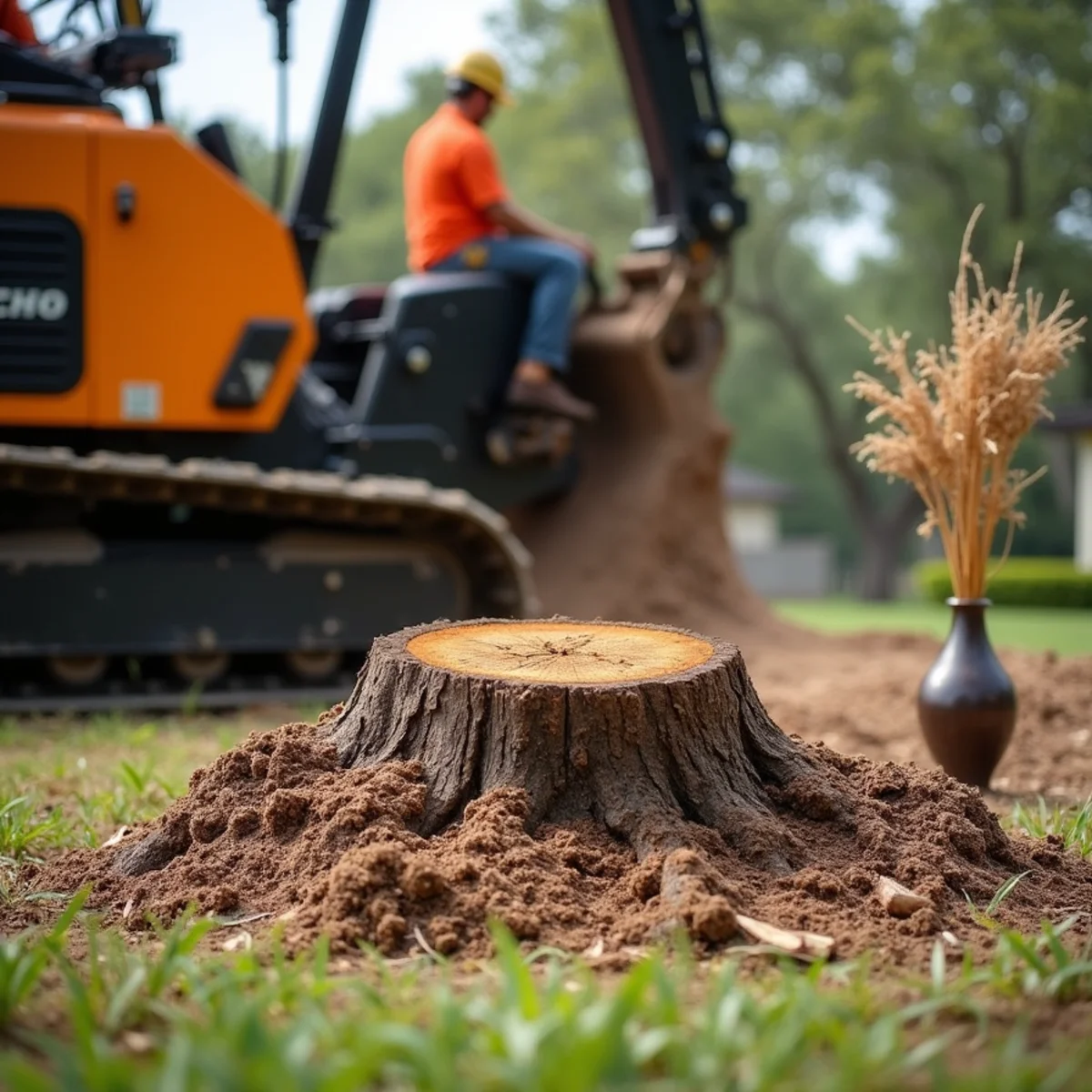 Commercial stump grinding equipment in Hill Country Village