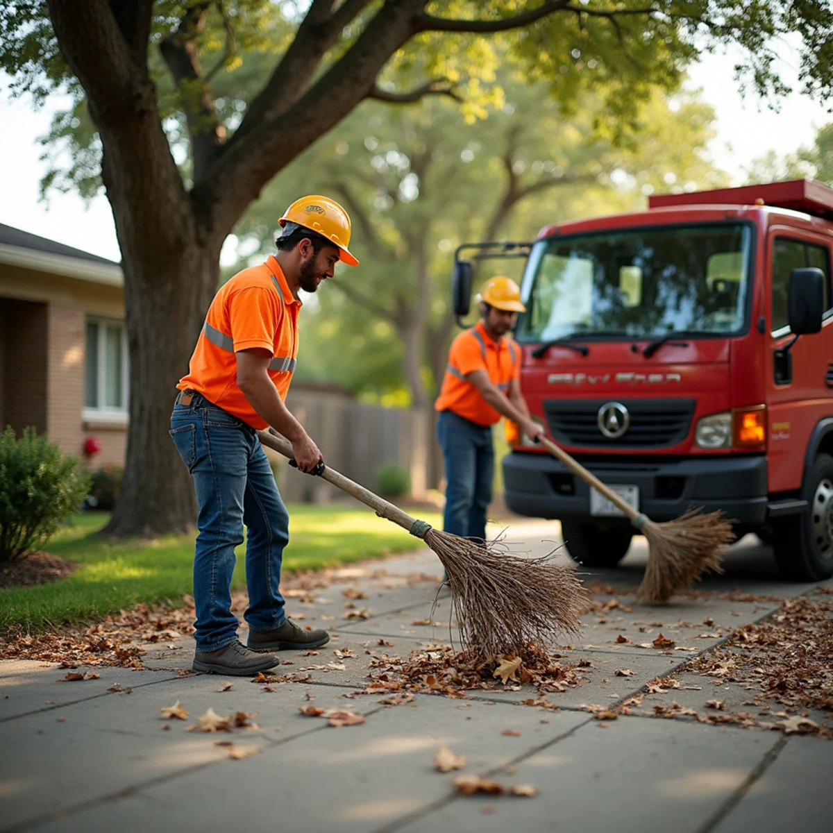 Comprehensive lawn raking, fine twig collection, and debris haul-off in Kirby