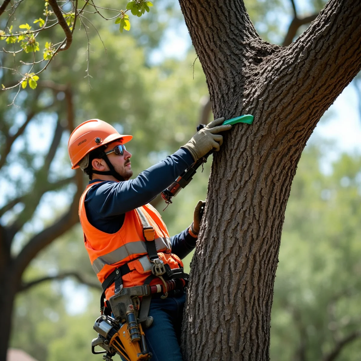 Live oak tree trimming and canopy thinning in Leon Valley