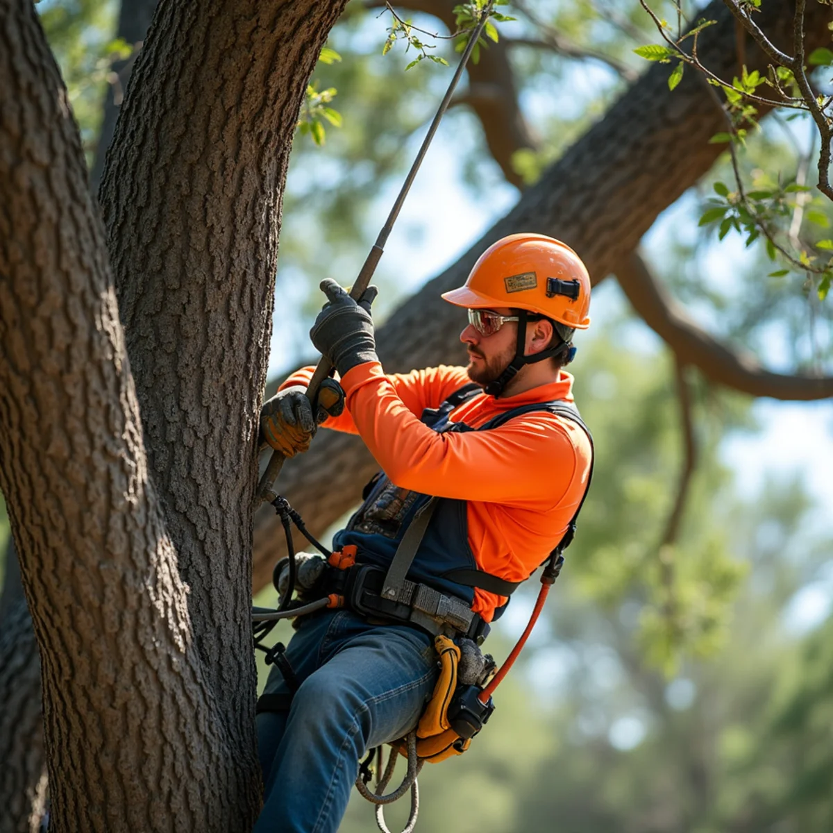 Live oak tree trimming and canopy thinning in Lytle