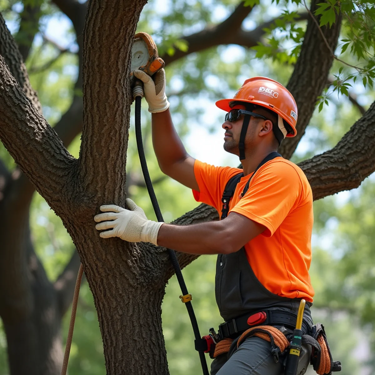 Live oak tree trimming and canopy thinning in Olmos Park