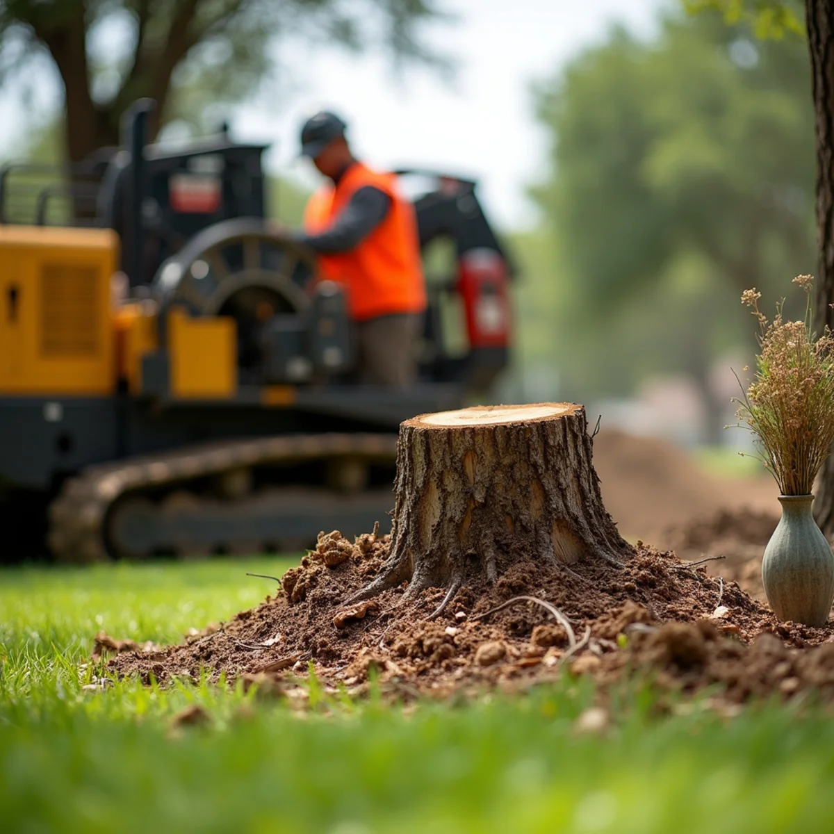 Commercial stump grinding equipment in Olmos Park