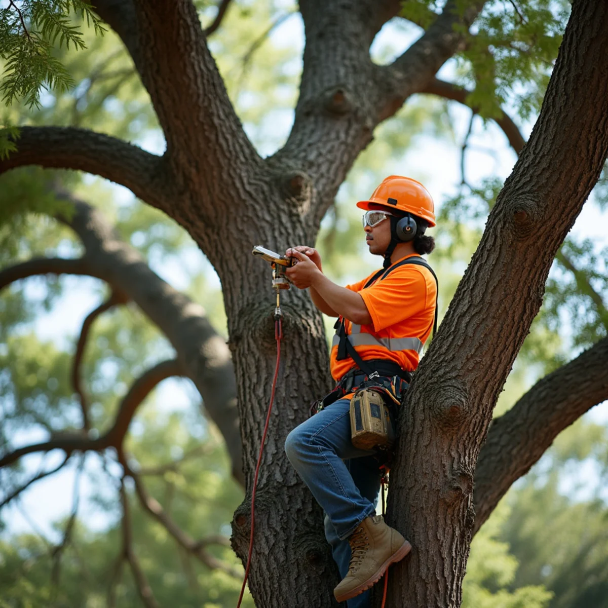 Live oak tree trimming and canopy thinning in Schertz