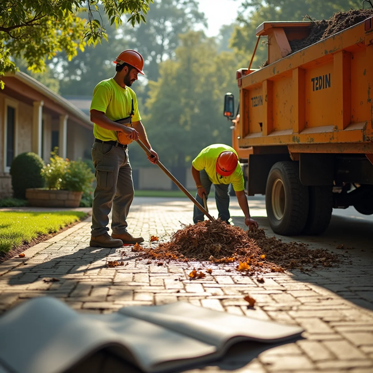Comprehensive lawn raking, fine twig collection, and debris haul-off in Shavano Park