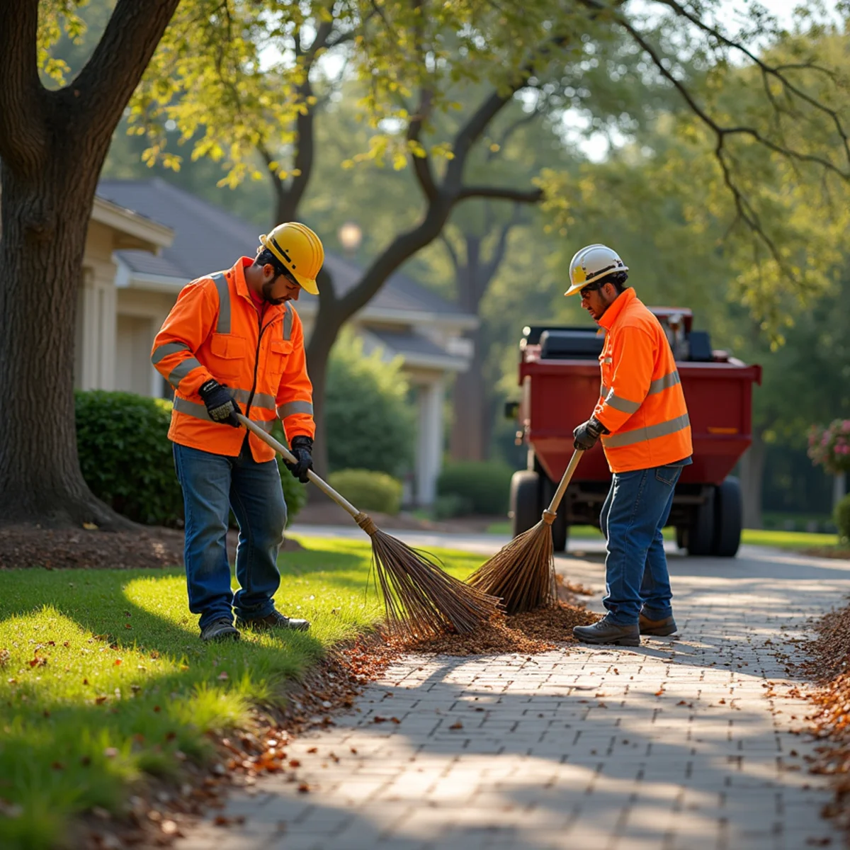 Comprehensive lawn raking, fine twig collection, and debris haul-off in Timberwood Park