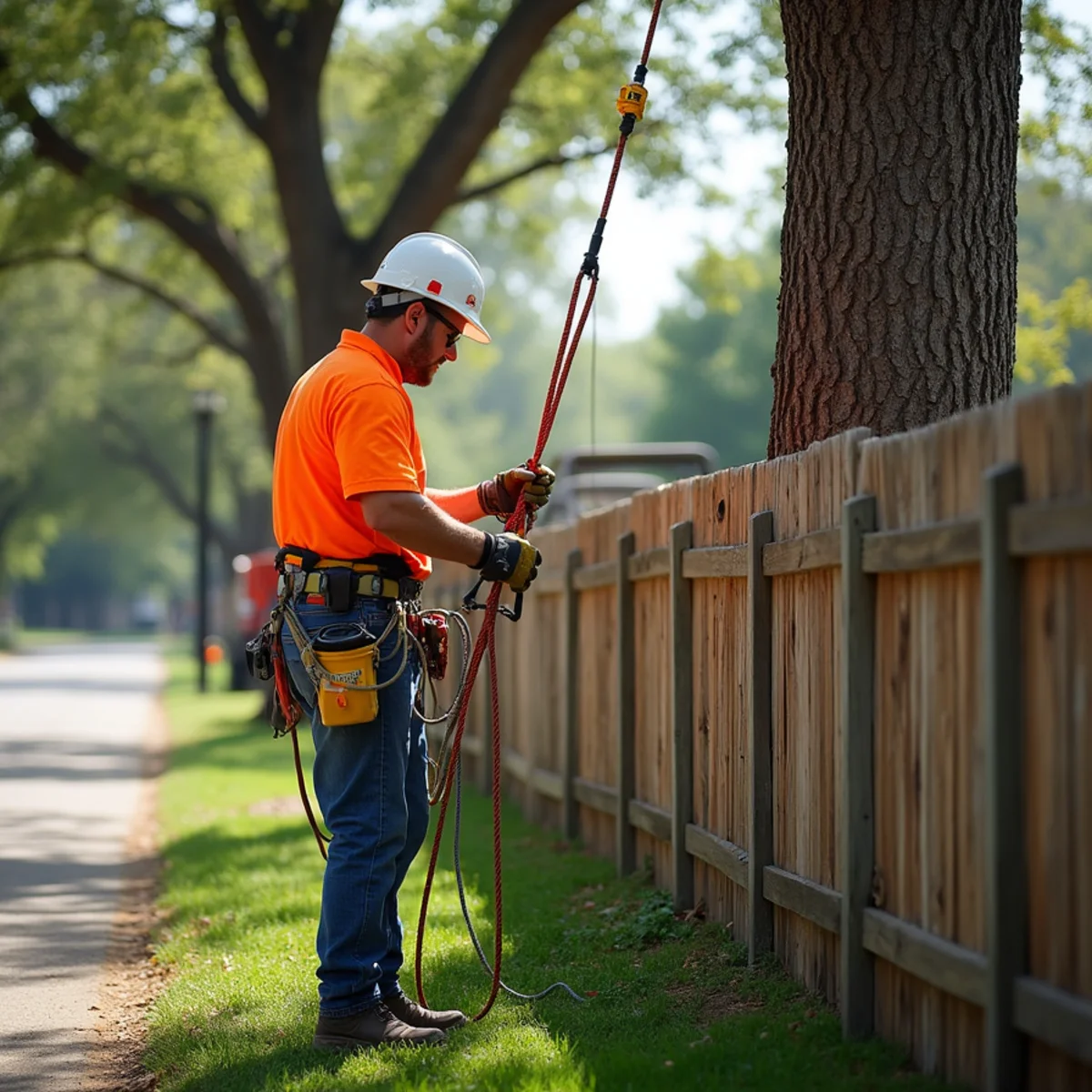 Specialized rope rigging and lowering system for Tree Cabling & Bracing