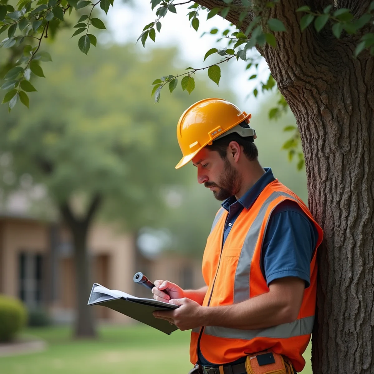 Certified arborist assessing tree health for Tree Trimming & Pruning in San Antonio